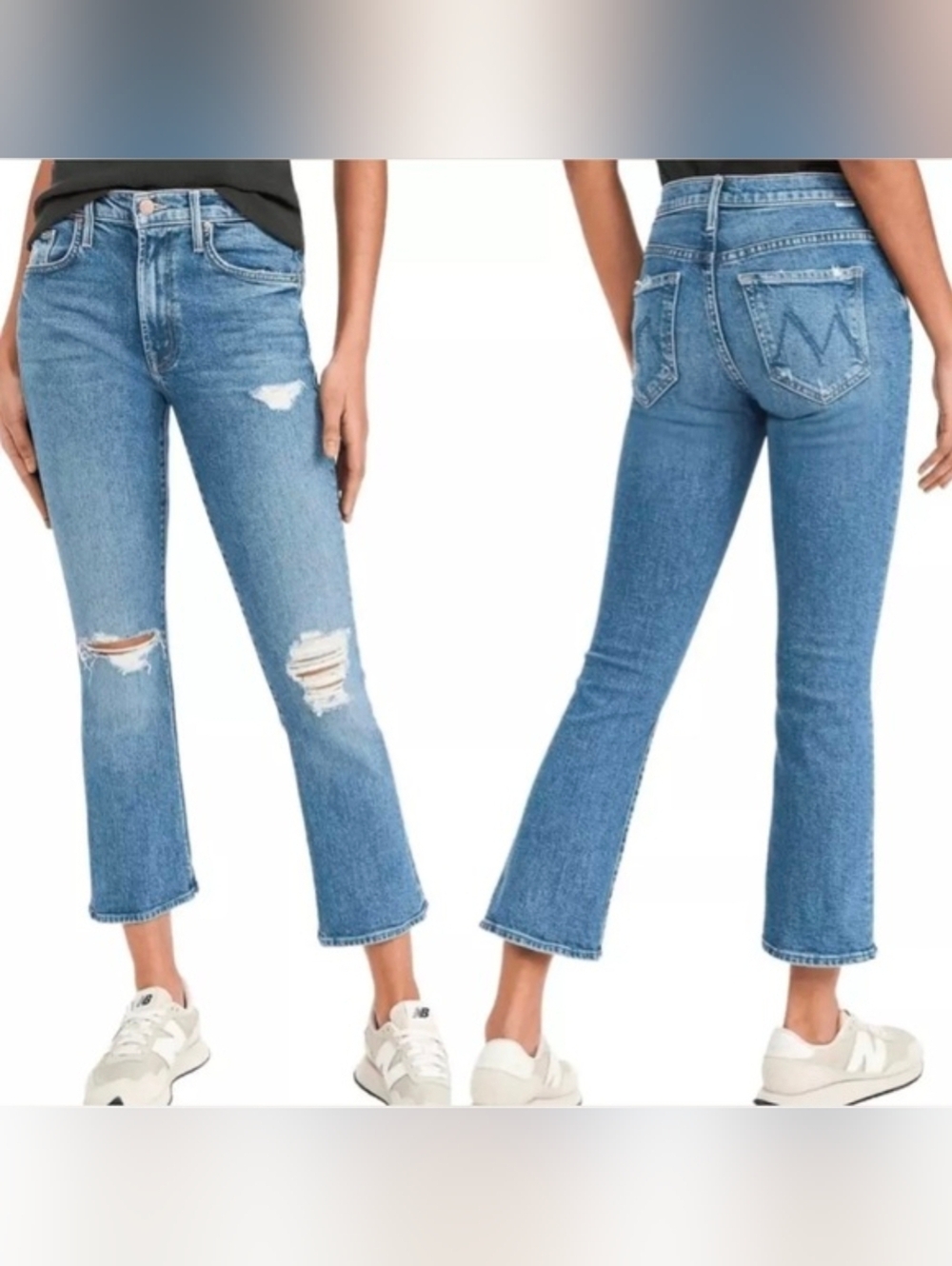 MOTHER | The Insider Ankle High Rise Cropped Bootcut Jeans in Bloom & Doom, EUC!
